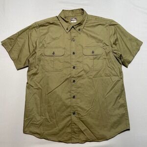 Ridgecut Toughwear Mens Button Down Shirt Khaki Short Sleeve Size L Camp Hiking